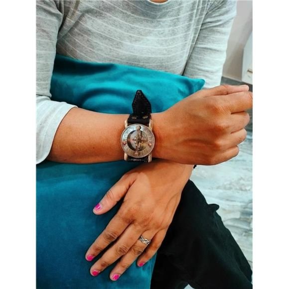 Vintage Antique Sundial Compass with Leather Band Retro Watch Compass Nautical - Picture 4 of 6